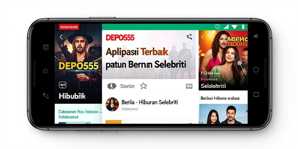 Tampilan antarmuka aplikasi DEPO555 untuk berita selebriti.