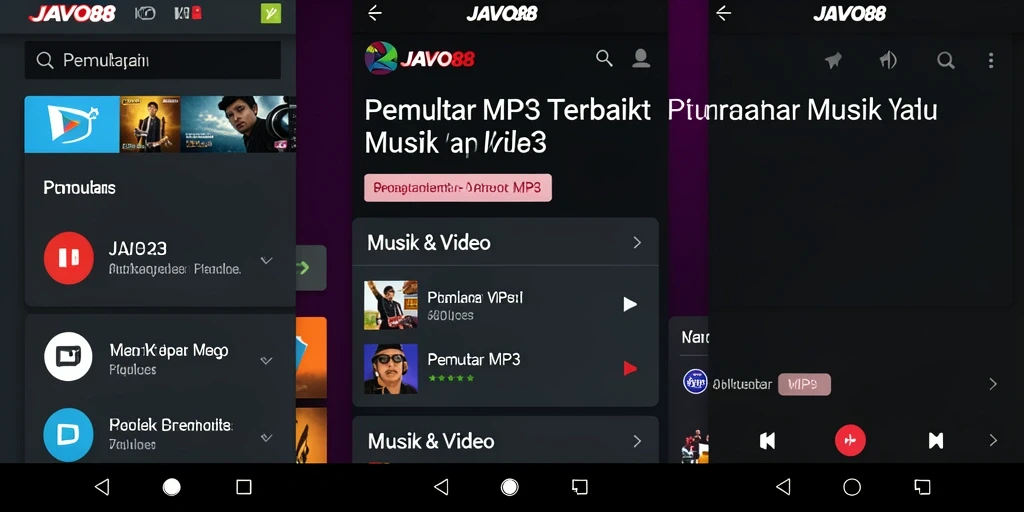 Antarmuka utama JAVO88 dengan fungsi Pemutar MP3 yang canggih.