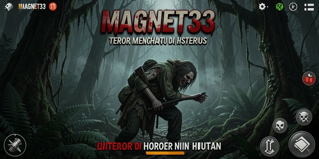 Tampilan antarmuka MAGNET33 dengan suasana hutan menyeramkan.