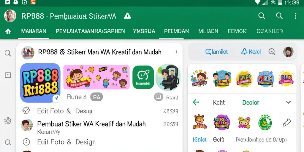 Screenshot antarmuka RP888 Pembuat Stiker WA yang intuitif.