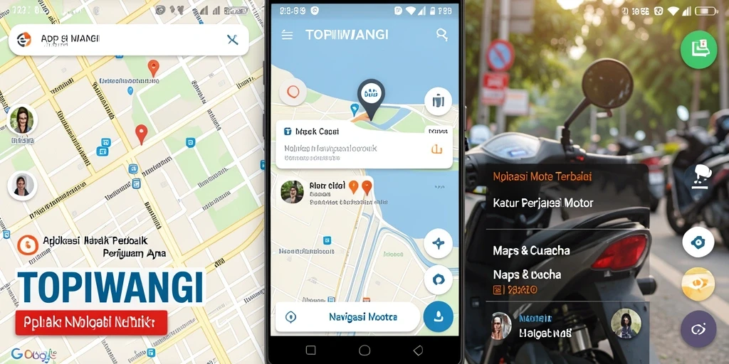 Antarmuka pengguna TOPIWANGI untuk navigasi motor yang mudah dipahami.