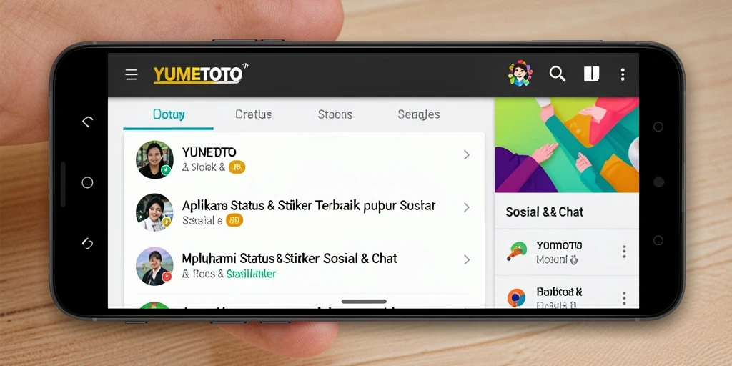 Tampilan stiker dan status kreatif dari YUMETOTO.