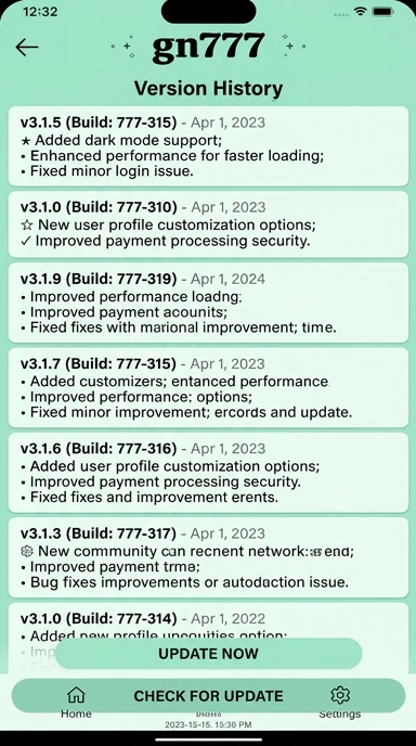 Riwayat Versi Aplikasi gn777 untuk Android
